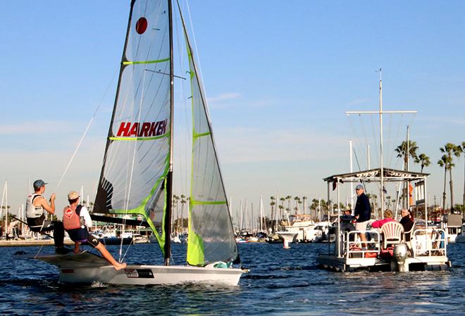 The last boat the Gibbs passed was the race committee barge © Rich Roberts